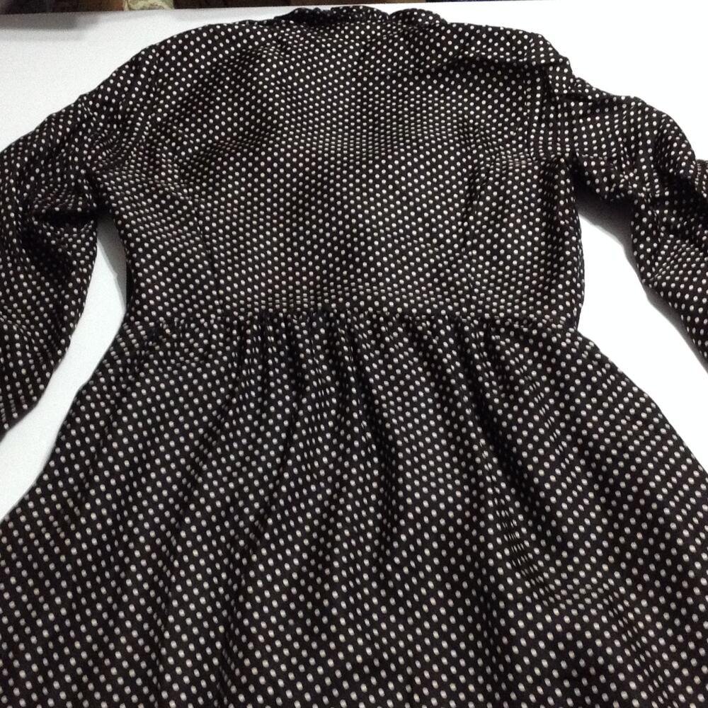 J. Crew Polka Dot Dress Silk Brown White 0 Ruffle Collar Career Mod Whimsigoth - Picture 11 of 13